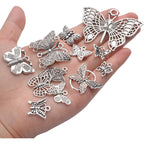 100g Craft Supplies Antique Silver Mixed Butterfly Charms Fly Insect Pendant Charms for DIY Necklace Bracelet Crafting,30-60pcs