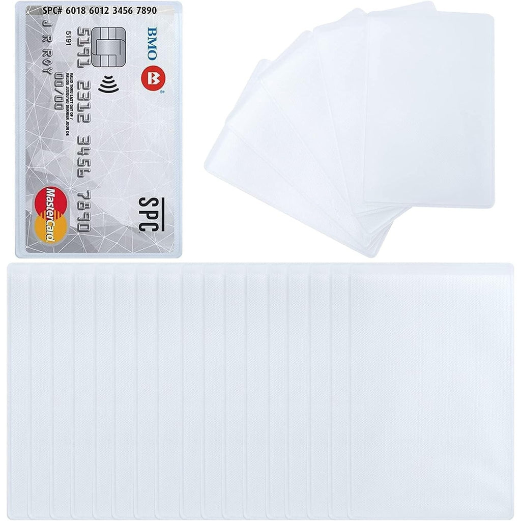 50pcs Credit Card Protector Sleeves Plastic Clear Waterproof Vertical ID Card Holder for Bank Social Security Medicare Business Insurance Card, 9.3cm×6.5cm