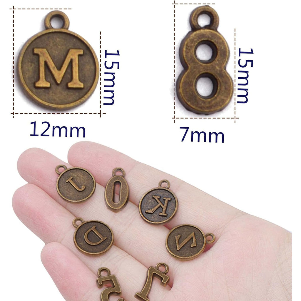 3 Sets (78pcs) Round Letter Charms 26 Alphabet A-Z Pendants and 5 Sets (50pcs) 0-9 Number Charms for Jewelry Making Crafts DIY