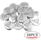 Inspiration Words Charms,30 Pieces Lettering Saying Charms Message Pendants Alloy Round Jewelry Making Findings for DIY Necklace Bracelet Crafting,20mm