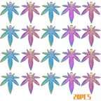 20pcs Alloy Maple Leaves Pendant Charms Marijuana Leaf Cannabis Tree Leaves Dangle Pendants for DIY Necklace Bracelet Earrings Jewelry Craft Making, Rainbow Color