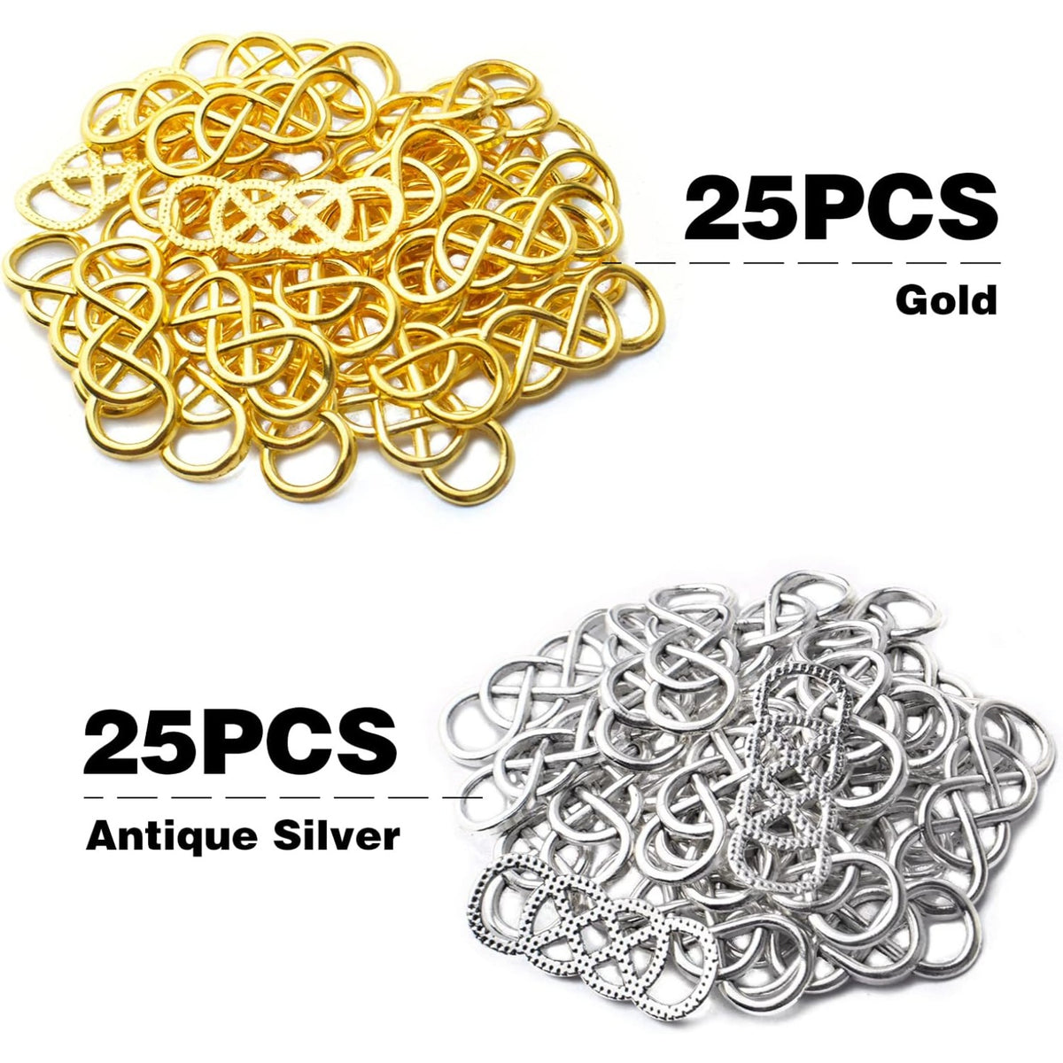 50pcs Double Infinity Symbol Connector Charms Alloy Pendant Charm Connectors for DIY Bracelet Necklace Jewelry Making,32.8mm×12.5mm