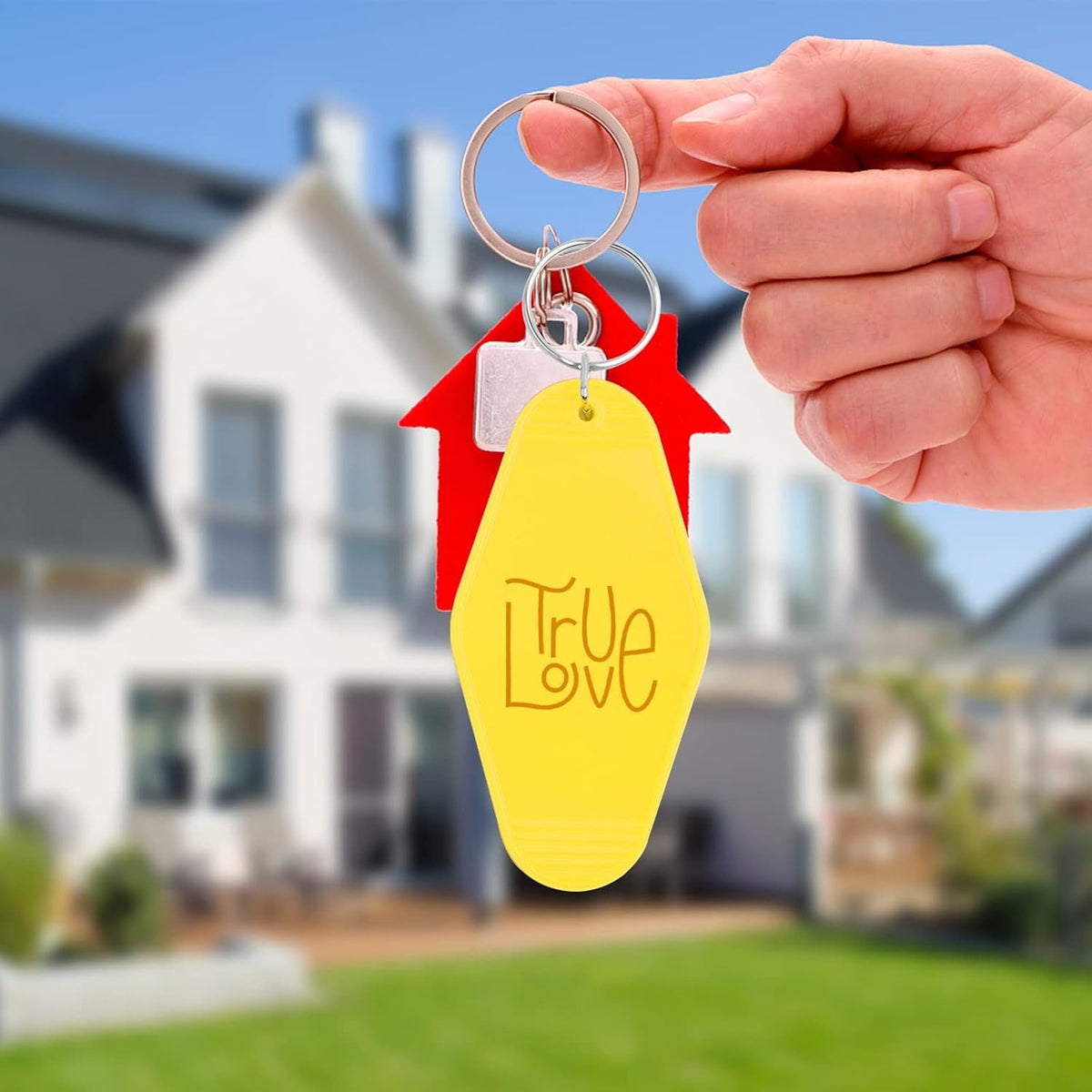 6pcs Rhombus Vintage Motel Keychains Plastic Hotel Sublimation Blank Keychains Heat Transfer Keychain Ornaments for DIY Luggage Tag Label Craft Making Christmas Decor, 6 Colors