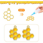 100 Pieces Hollow Frame Honeycomb Charms Alloy Blank Open Back Bezel Pendants Charms for DIY Necklace Bracelet Jewelry Making Resin Crafts, 2 Colors