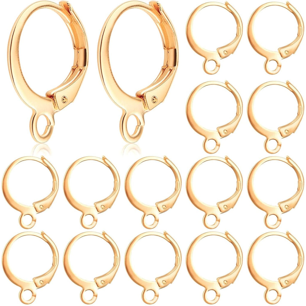 Hypoallergenic Earring Hooks, 120 Pieces Brass Lever Back Earring Round French Hook Ear Wire with Open Loop for Earring Designs Jewelry Making - 4 Colors