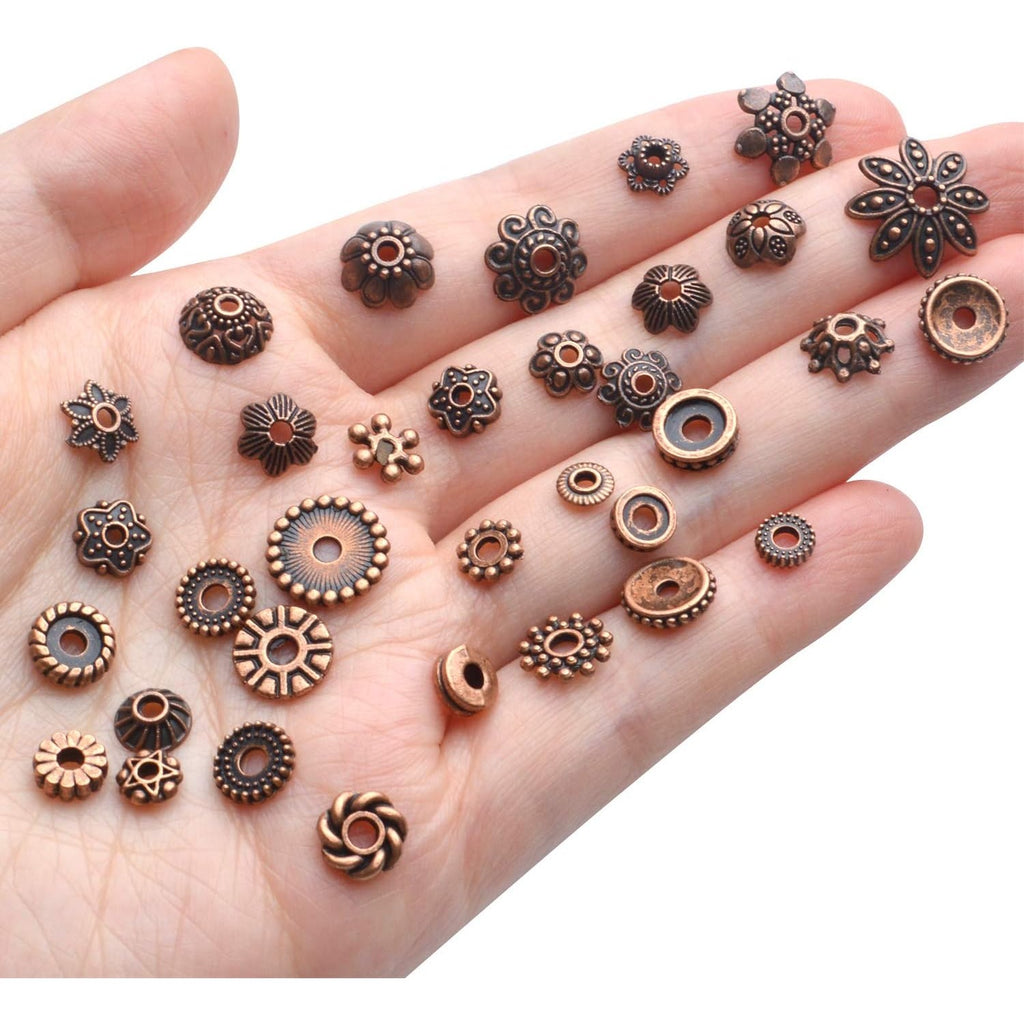 100g Mixed Metal Flower Caps Ends Tibetan Silver Spacer Loose Beads for Jewelry Making