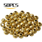 50pcs Tibetan Antique Gold Large Hole Spacer Beads Column Beads Tube Spacers for Bracelet Necklace Jewelry Making Supplies