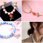 30pcs Enamel Rose Flower Charm Pendants Lovely Dangle Charms for Valentine's Day DIY Bracelet Necklace Earrings Jewelry Making, Red