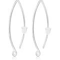 1 Pair of V-Shaped Earring Hooks S925 Sterling Silver Long Ear Wire Hook Dangle Connectors Replacements with Clear Ear Backs for DIY Earrings Crafts Jewelry Making Accessories