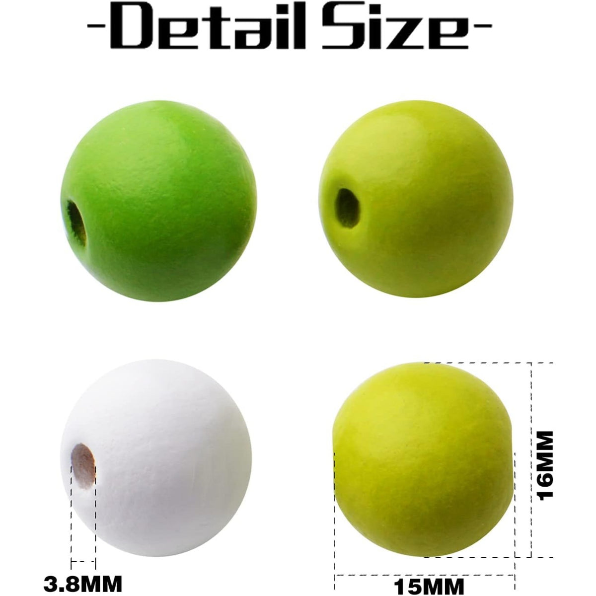 100pcs 16mm Wooden Beads Round Wood Beads Painted Wooden Spacer Beads Loose Beads Colorful Smooth Beads for Jewelry Bracelets Necklace Earring DIY Craft Making,Hole: 3.8mm