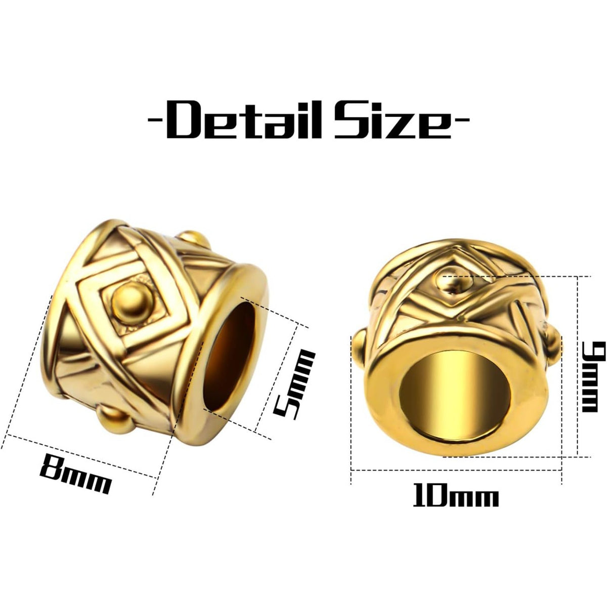 50pcs Tibetan Antique Gold Column Spacer Beads Jewelry spacers Tube Beads Spacers Large Hole for DIY Jewelry Making Crafts Supplies