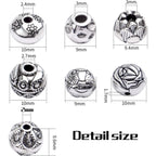 100g (About 40-60pcs) Antique Silver Spacer Beads Small Round Tibetan Loose Beads for Bracelet Necklace Jewelry Making,8-12mm