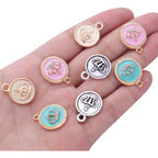 50pcs Enamel Diamond Round Crown Charms Alloy King Crown Pendant Charm Enamel Crown Bead Charms for DIY Necklace Bracelet Jewelry Crafts Making Accessories, 4 Colors