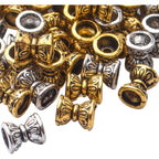 100pcs Double Flower Bead Caps Tibetan Alloy Bead End Caps Flower Caps Jewelry End Caps with A Box for DIY Bracelet Jewelry Crafts Making, 6.6×5.5×3.5mm