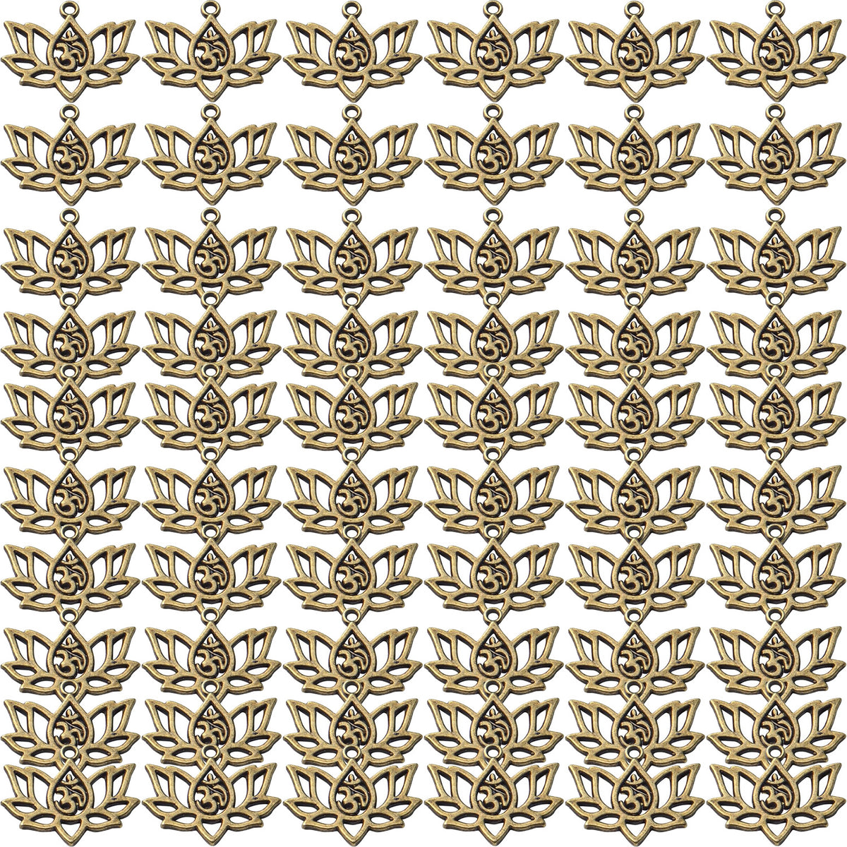 60pcs Lotus Charm Pendants Alloy Lotus Flower Beads Charms Flower Charms Crafts Supplies for DIY Necklace Earrings Jewelry Making Findings Accessory