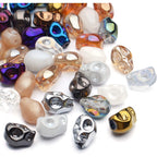 50pcs Multicolored Glass Skull Bead Jewelry Making Beads, 10x8x1.5mm