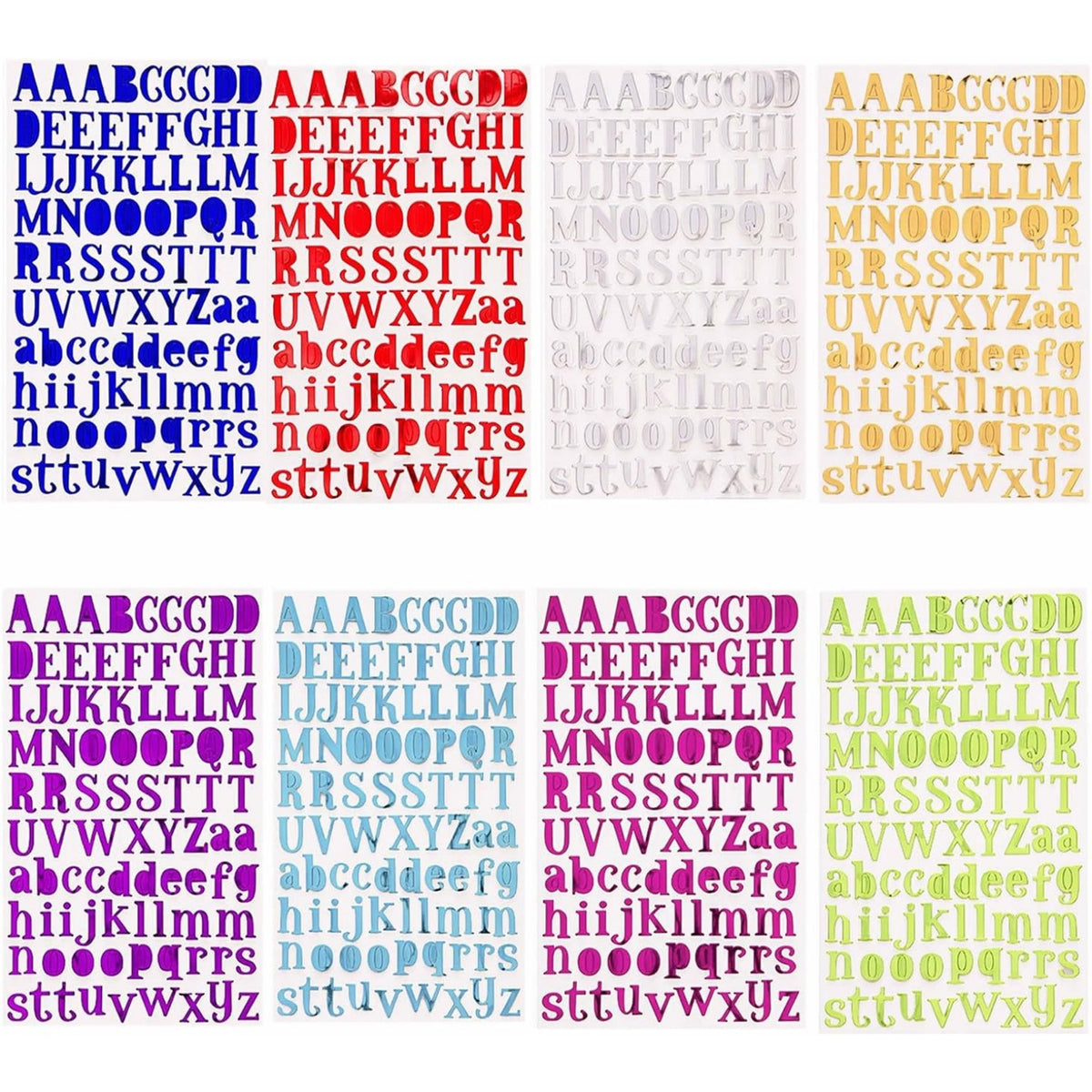 8 Sheets Letter Stickers Alphabet Sticker Self Adhesive Letters for Crafts,Scrapbooking(8 Colors)
