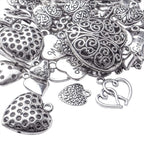 100g Antique Silver Love Heart Charm Alloy Tibetan style Heart Charm Jewelry Heart Charm Pendant for DIY Bracelet Necklace Jewelry Making Supplies