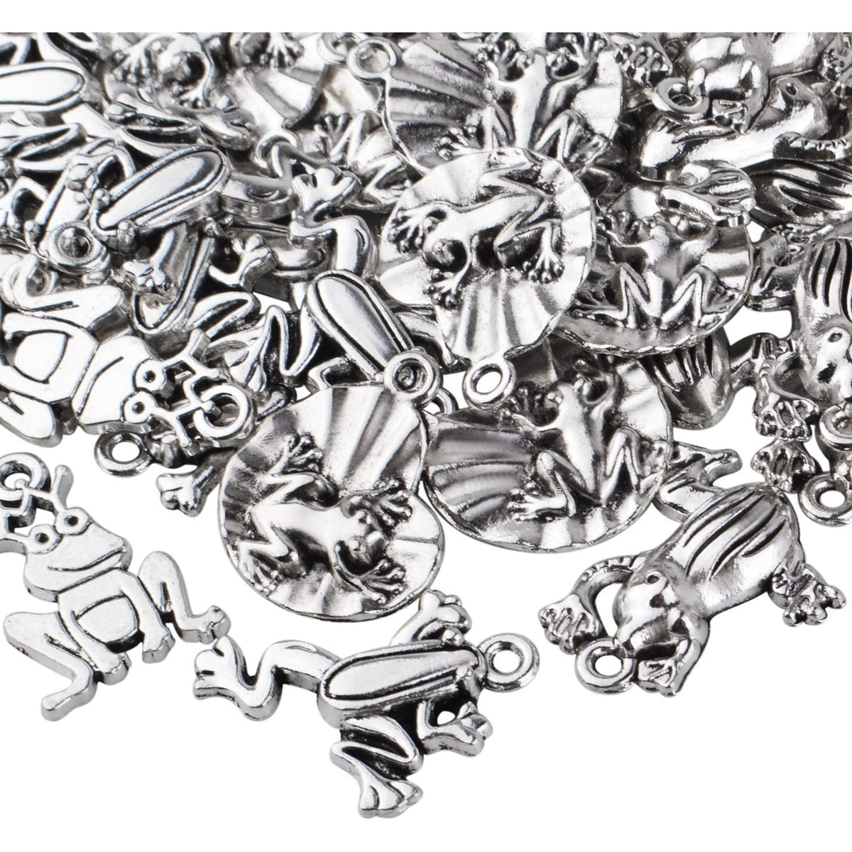 60pcs Antique Silver Plated Frog Charms Pendants Alloy Animal Pendant Charms Craft Supplies for DIY Earrings Necklace Bracelet Jewelry Making, 5 Styles