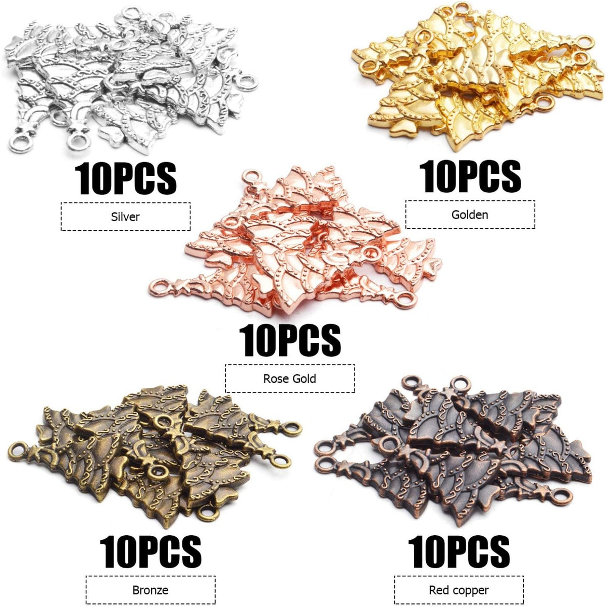 Christmas Tree Charm,50pcs Mixed Charm Collections Antique Christmas Tree Pendant Charms Bulk Jewelry Crafting Supplies for DIY Necklace Bracelet Jewelry Making