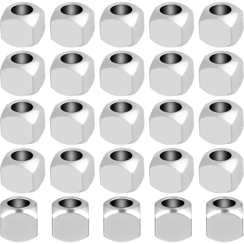 100pcs 3 mm Stainless Steel Cube Spacer Beads Tiny Slide Square Spacer Beads Smooth Handicraft Loose Beads for DIY Bracelet Necklace Earrings Jewelry Making, Hole: 1.5 mm