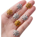 100pcs Flower Shape Alloy Filigree Hollow Bead End Caps, Jewelry Spacers Caps for Bracelet, Earrings, Crafts Making Supplies