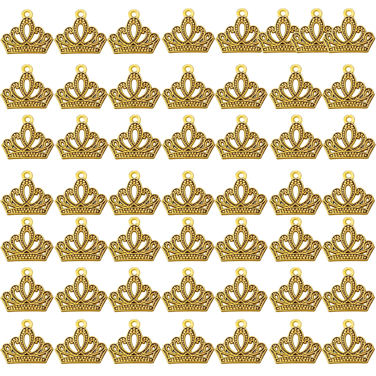 50pcs Crown Charms Pendants Alloy Vintage Charms King Crown Charm Jewelry Charms Pendant for DIY Necklace Bracelet Jewelry Crafts Making Accessories,5 Colors