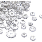 100 Gram(About 170-300pcs) Spacer Beads Jewelry Bead Charm Spacers Alloy Spacer Beads for Jewelry Making DIY Bracelets Necklace and Crafting,Silver