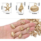 60pcs Gold Plated Shell Starfish Conch Charms Alloy Ocean Theme Pendants Sea Animals Dangle Charms for DIY Earrings Necklace Bracelet Crafts Jewelry Making Accessories