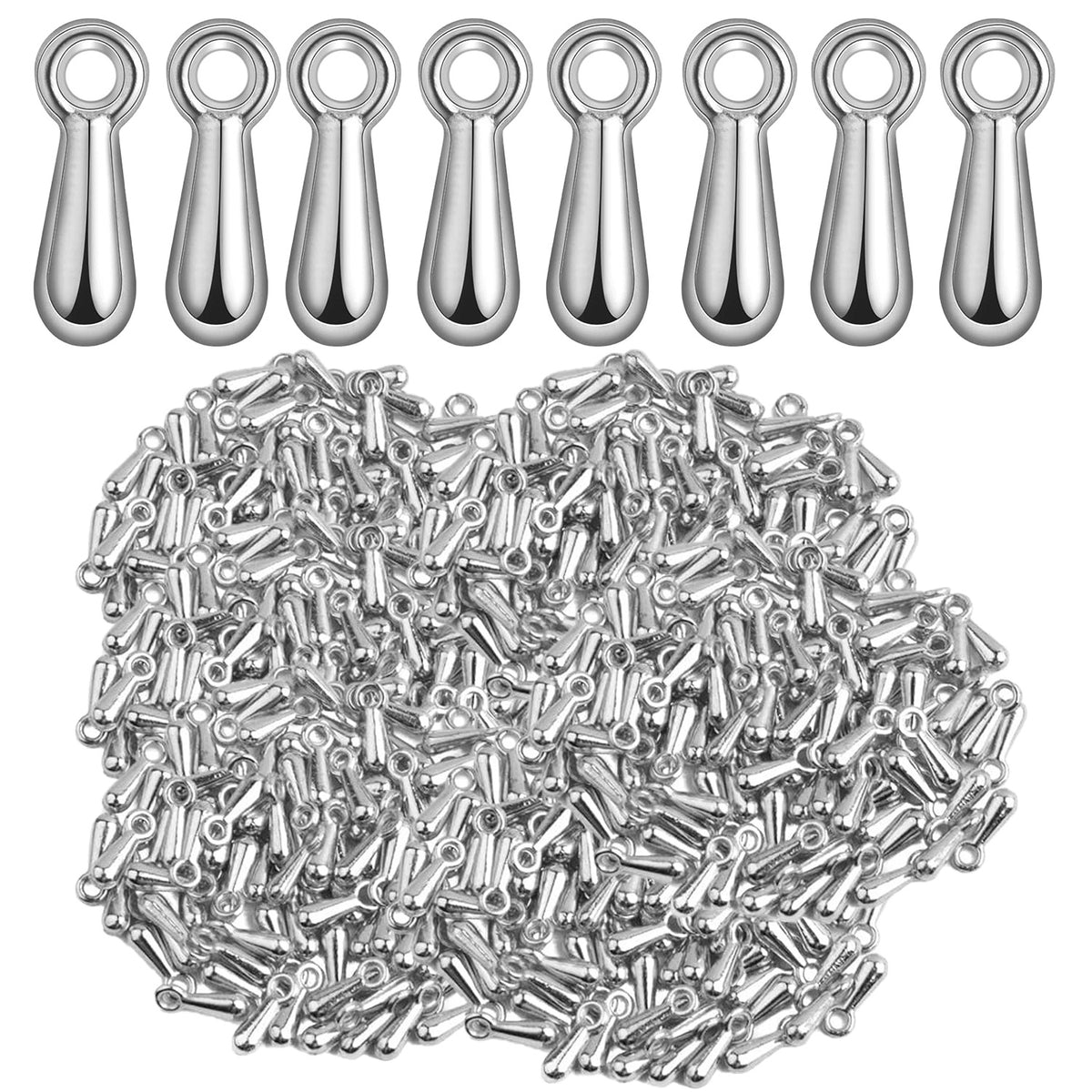 600pcs 6 Colors Teardrop Bead Charms Oval Extender Chain End Drop Dangle Charms Droplet Tail Chain Pendants for DIY Necklace Bracelet Jewelry Making Craft Decor