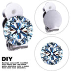 20pcs Round Flat Back Tray Earring Clips Stainless Steel Non-Pierced Earrings Converter Components with 20pcs Silicone Earring Findings Pad Base for DIY Jewelry Making
