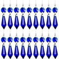20 Pieces Chandelier Icicle Crystal U-Drop Prisms Lamp Parts Glass Pendants Beads for Wedding, Party or Holiday Decoration, 37mm, Blue