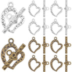 20 Sets Butterfly Bracelet Toggle Clasps T-Bar End Tibetan Closure Filled Fastener Hook Toggle Connectors for DIY Necklace Jewelry Craft Making, 2 Colors