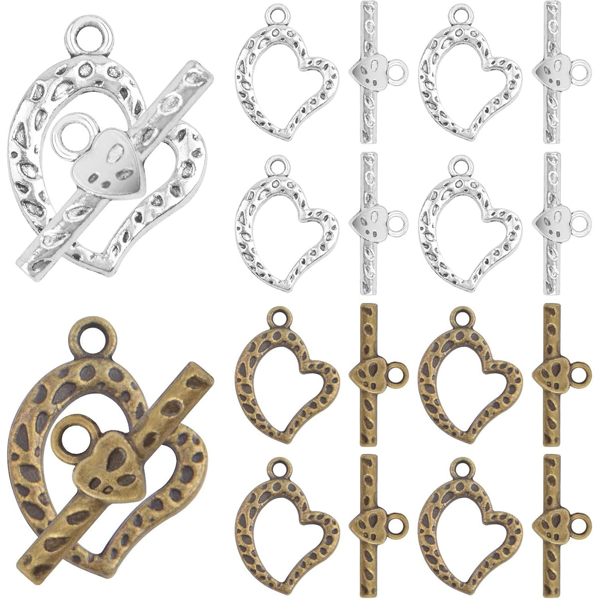 20 Sets Butterfly Bracelet Toggle Clasps T-Bar End Tibetan Closure Filled Fastener Hook Toggle Connectors for DIY Necklace Jewelry Craft Making, 2 Colors