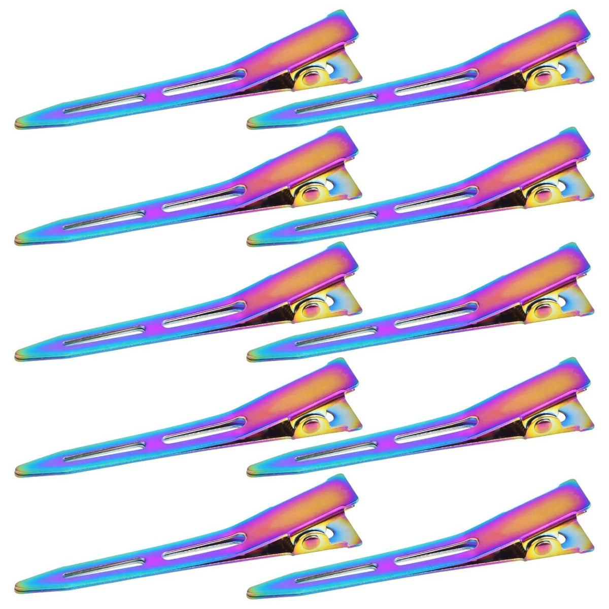 10pcs 5.6 cm/2.2 inches Metal Alligator Hair Clips Single Prong Curl Hairpins Dread Lock Section Hair Clips DIY Accessories for Hairdressing Salon Hair Extensions, Rainbow Color