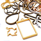 100G(50~70Piece) Open Bezel Pendants Charms Resin Molds Open Back Bezel Charms Blanks Frame Pendant Hollow Bezel Charms for Earrings Necklace Bracelet DIY Crafts Making Supplies