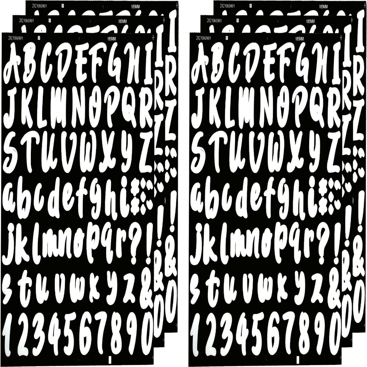 6 Sheets Self-Adhesive Vinyl Letters Numbers Kit, Alphabet letter Stickers Mailbox Numbers Sticker Decals for Sign, Notebook, Door, Containers, Business, Address Number, Jar Labels (White, Black)