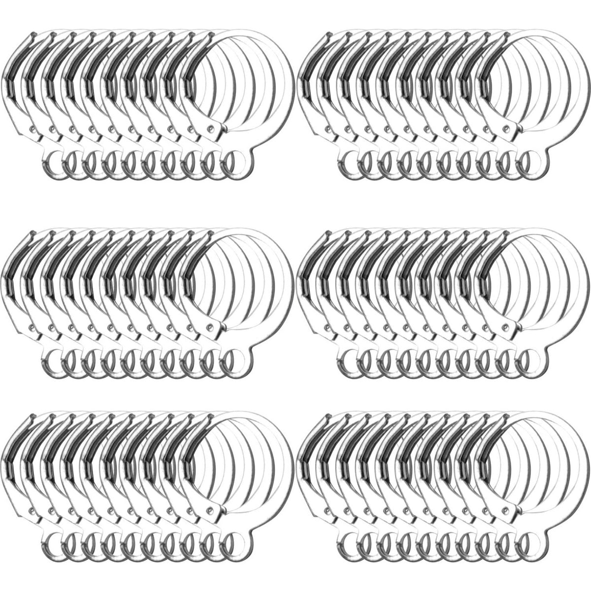 60pcs French Round Earring Hooks Leverback, 30 Pairs, 6 Colors, Simple Design, Polished Finish, Nickel &, Suitable for Jewelry Making & Crafting