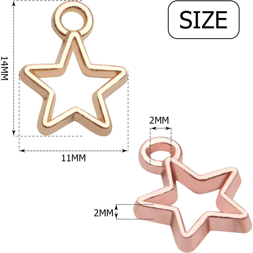 60pcs Mini Star Shaped Charms European Style Charm Hollow Star Charm Jewelry Charms Pendants for DIY Necklaces Bracelets Jewelry Accessories, 6 colors