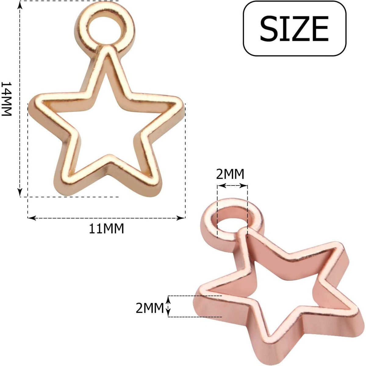 60pcs Mini Star Shaped Charms European Style Charm Hollow Star Charm Jewelry Charms Pendants for DIY Necklaces Bracelets Jewelry Accessories, 6 colors
