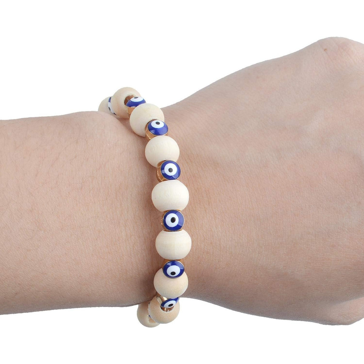 50pcs Blue Evil Eye Beads Gold Alloy Spacer Beads for DIY Crafts Jewelry