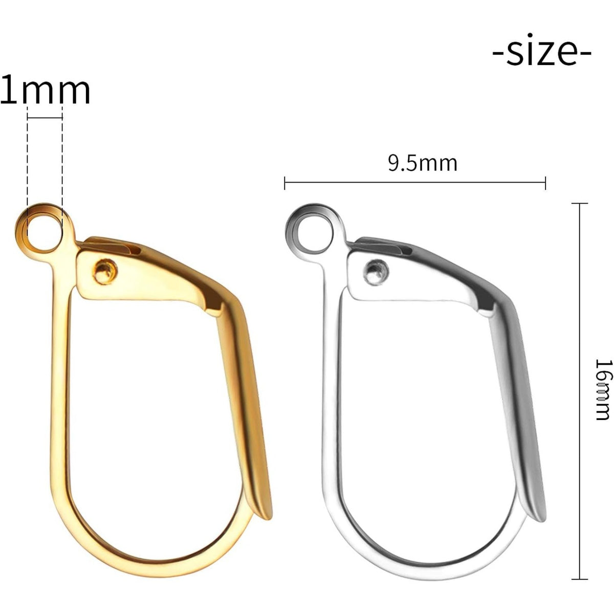 100 Pieces Leverback Earring Hooks French Earwires Replacement Jewellery Making Gold and Silver