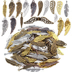 100 Pieces Mixed Colors alloy Angel Feather Wings Charms Pendants Jewelry Findings for DIY Necklace Bracelet
