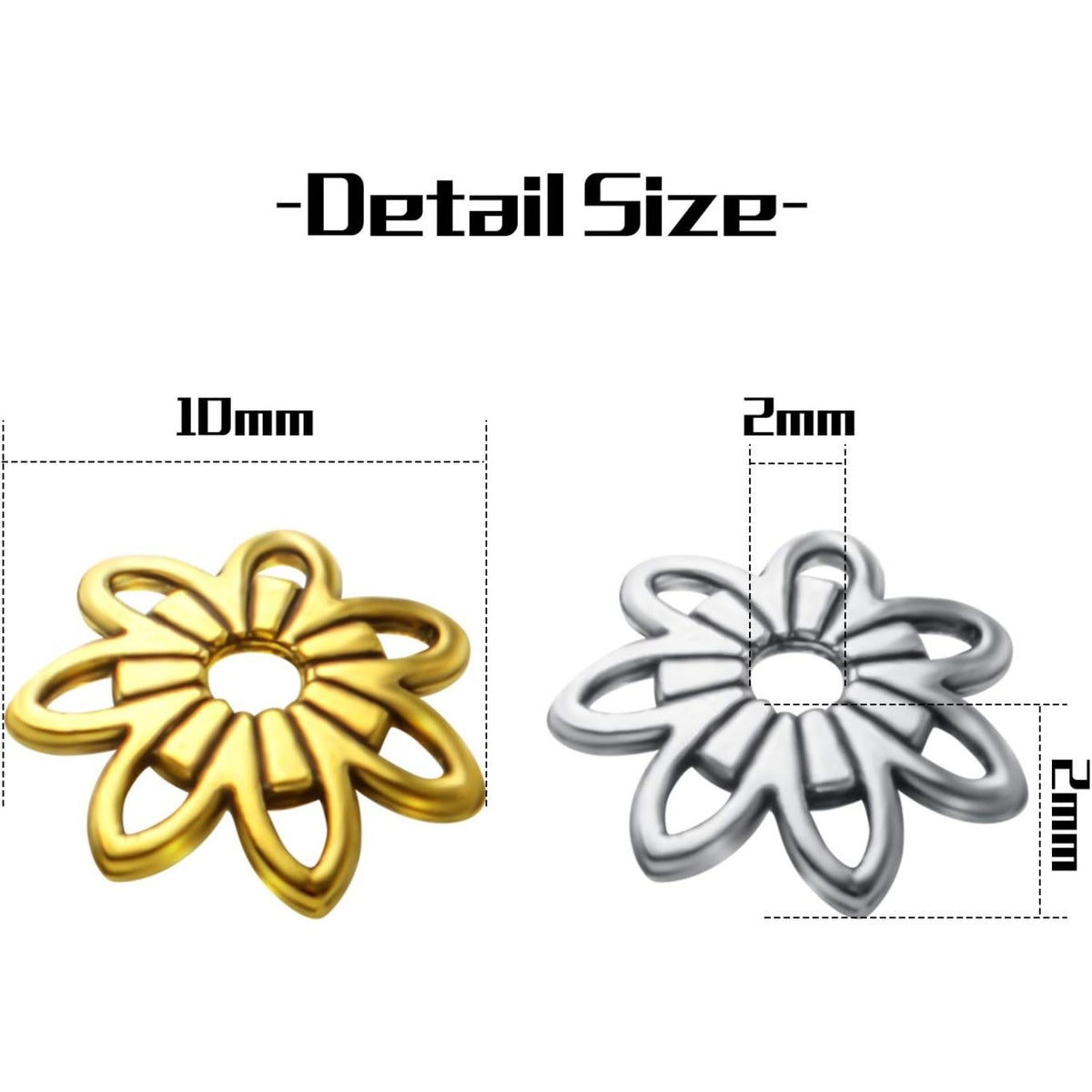 200pcs 10mm Filigree Flower Bead Caps, Alloy, Antique Gold & Silver, DIY Bracelet Earring Jewelry Making