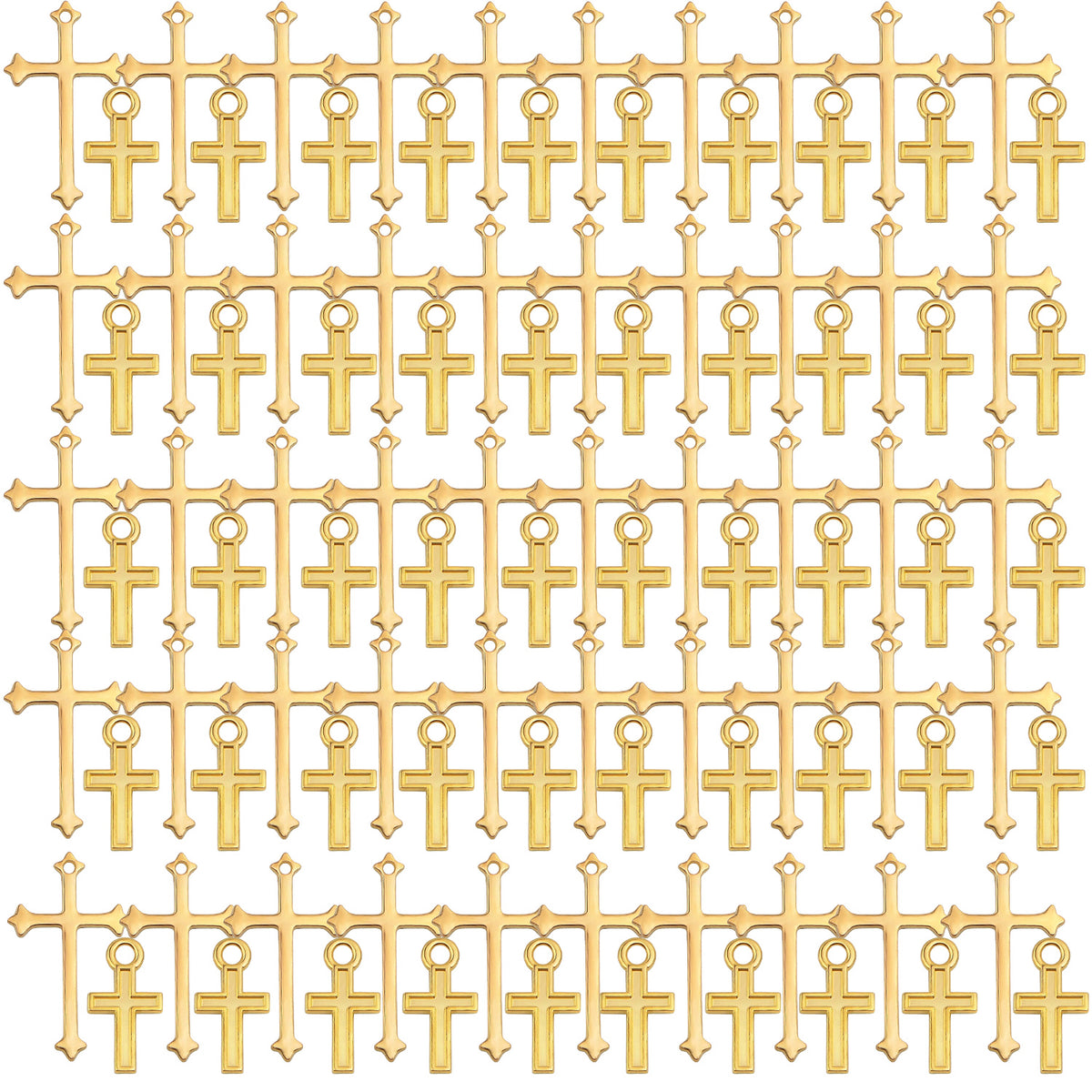 100 Pieces 2 Colors Mini Cross Pendant Charms Alloy Crucifix Cross Pendants Craft Accessories for DIY Necklace Bracelet Earrings Jewelry Making, 2 Sizes