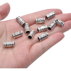 60pcs Tibetan Antique Silver Spacers European Large Hole Beads Charms Hollow Tube Bead Caps for DIY Dreadlocks Jewelry Crafts