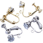 12pcs Clip on Earrings Converters Non-Pierced Crystal Earring Clips with Adjustable Screw for Jewelry Making,Gold and Silver