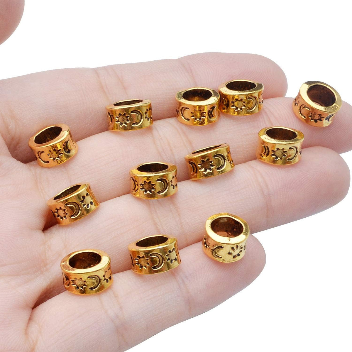 50pcs Large Hole Column Spacer Beads Tube Beads Alloy Antique Gold Rondelle Jewelry Spacers for Bracelet Necklace DIY Jewelry Making