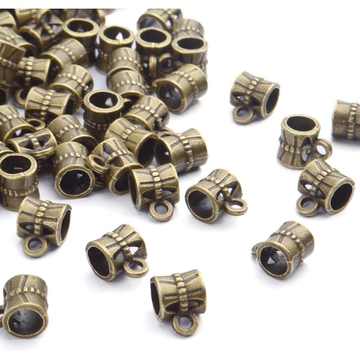 100cs Antique Brown Bail Beads Bracelets Charms Dangle Connectors Tibetan Spacer Beads for Jewelry Making Crafts DIY