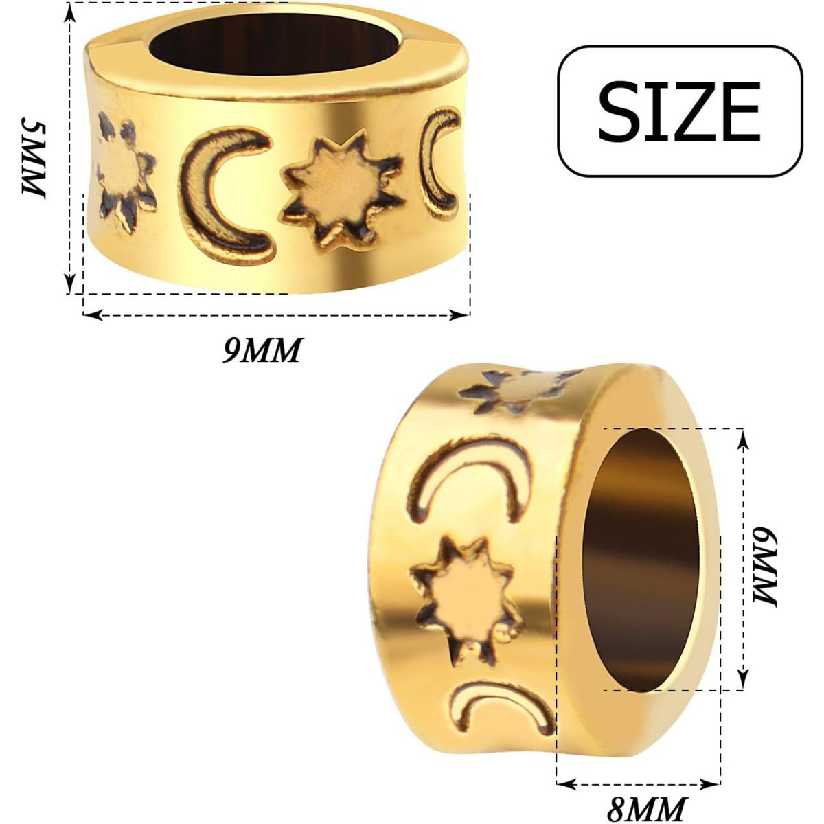 50pcs Large Hole Column Spacer Beads Tube Beads Alloy Antique Gold Rondelle Jewelry Spacers for Bracelet Necklace DIY Jewelry Making